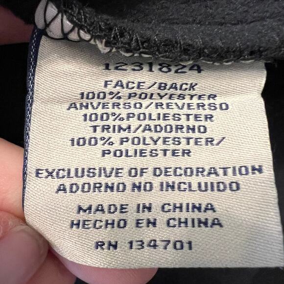 Boston Traders Cable Knit Sweater Jacket Full Zip Black Fleece Lined Size M - Picture 14 of 16